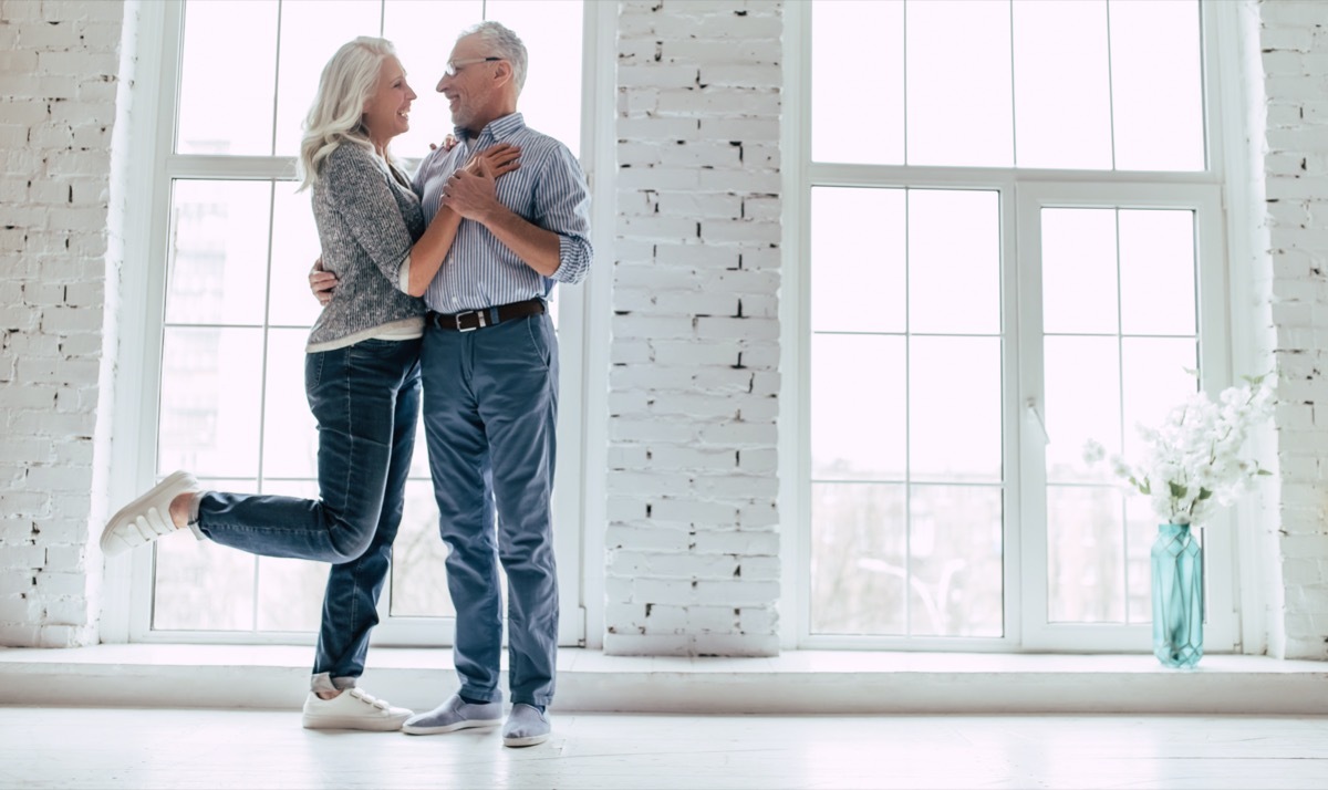 Senior man and woman dancing