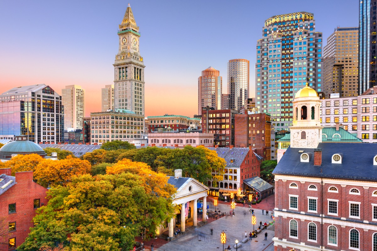 Aerial view of downtown Boston.