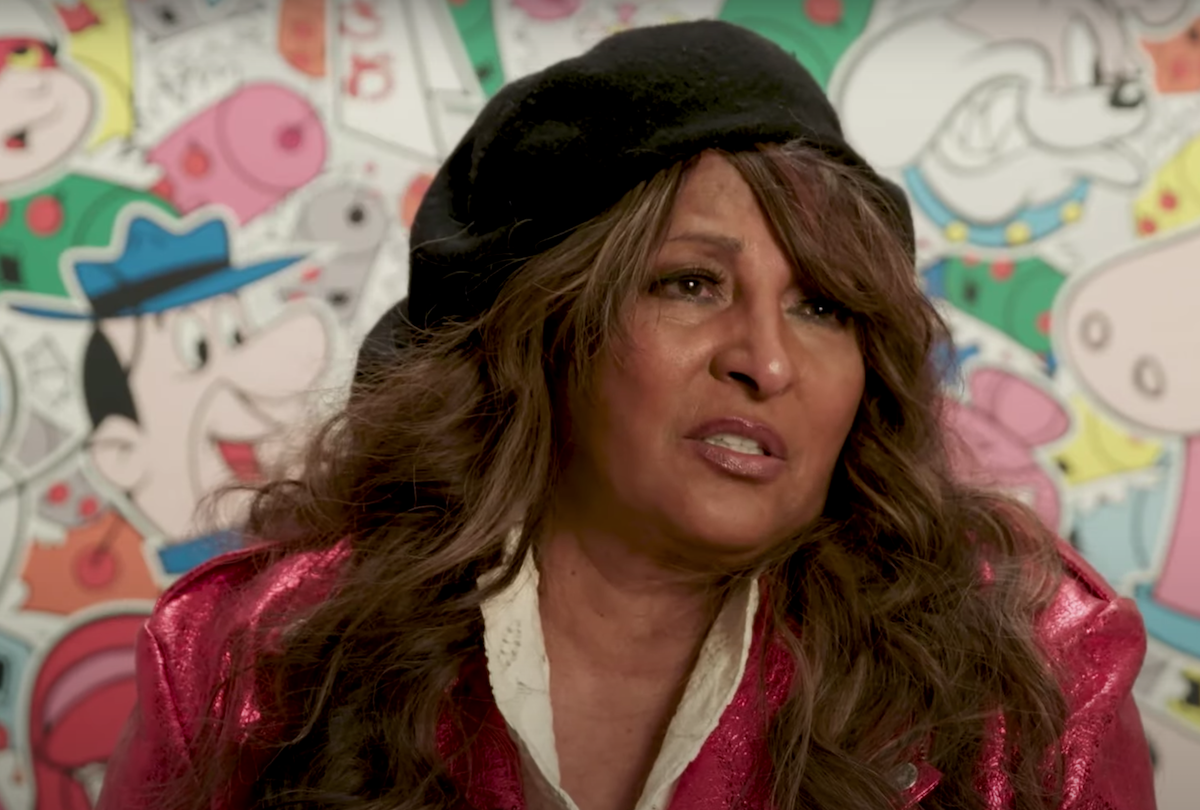 Pam Grier being interviewed by Entertainment Weekly in February 2023