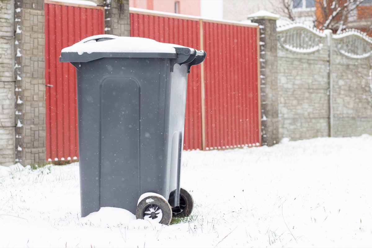 trash outside in winter