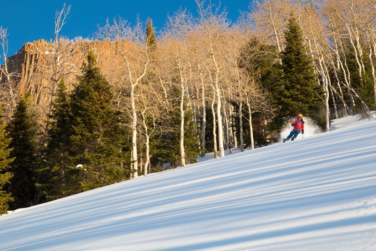 person skiing on colorado mountain