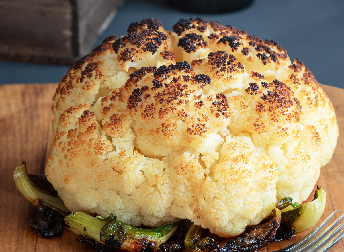 Whole roasted head cauliflower