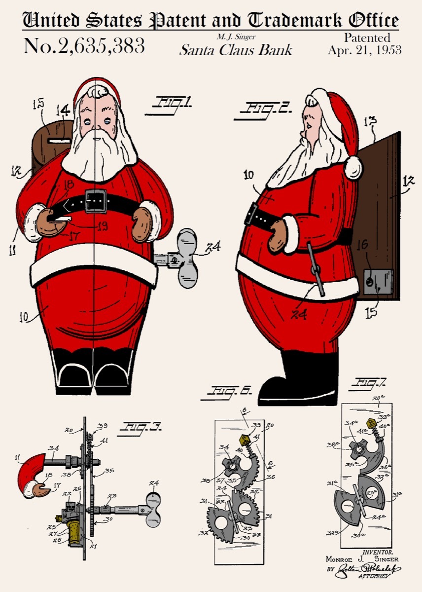 santa patent press card