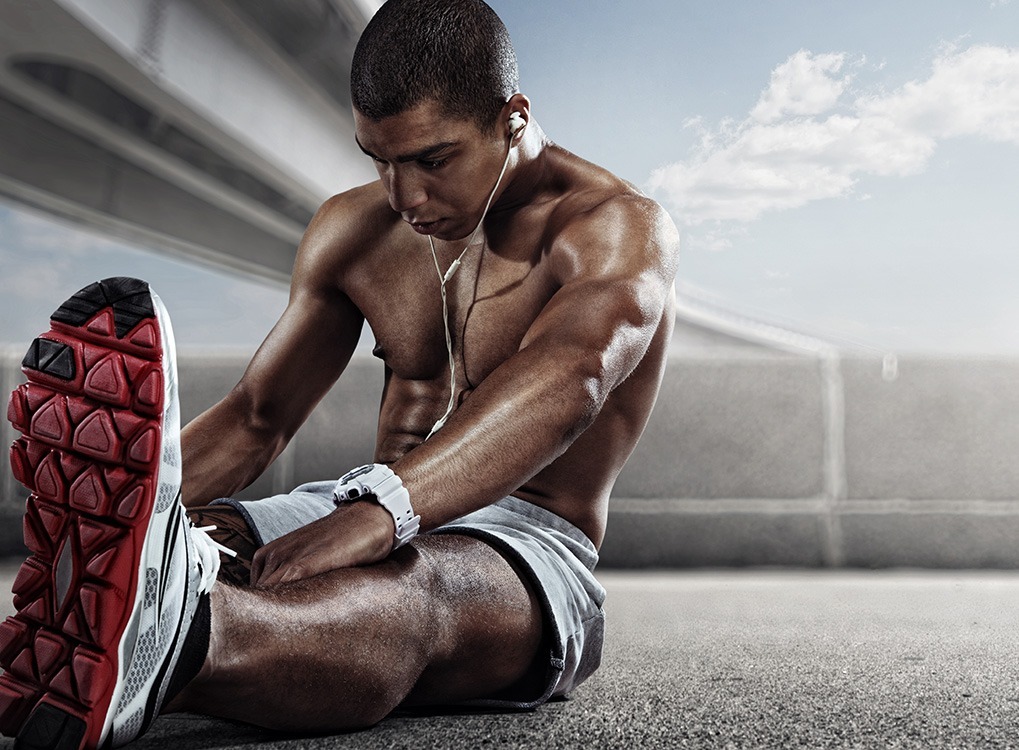 Young man training