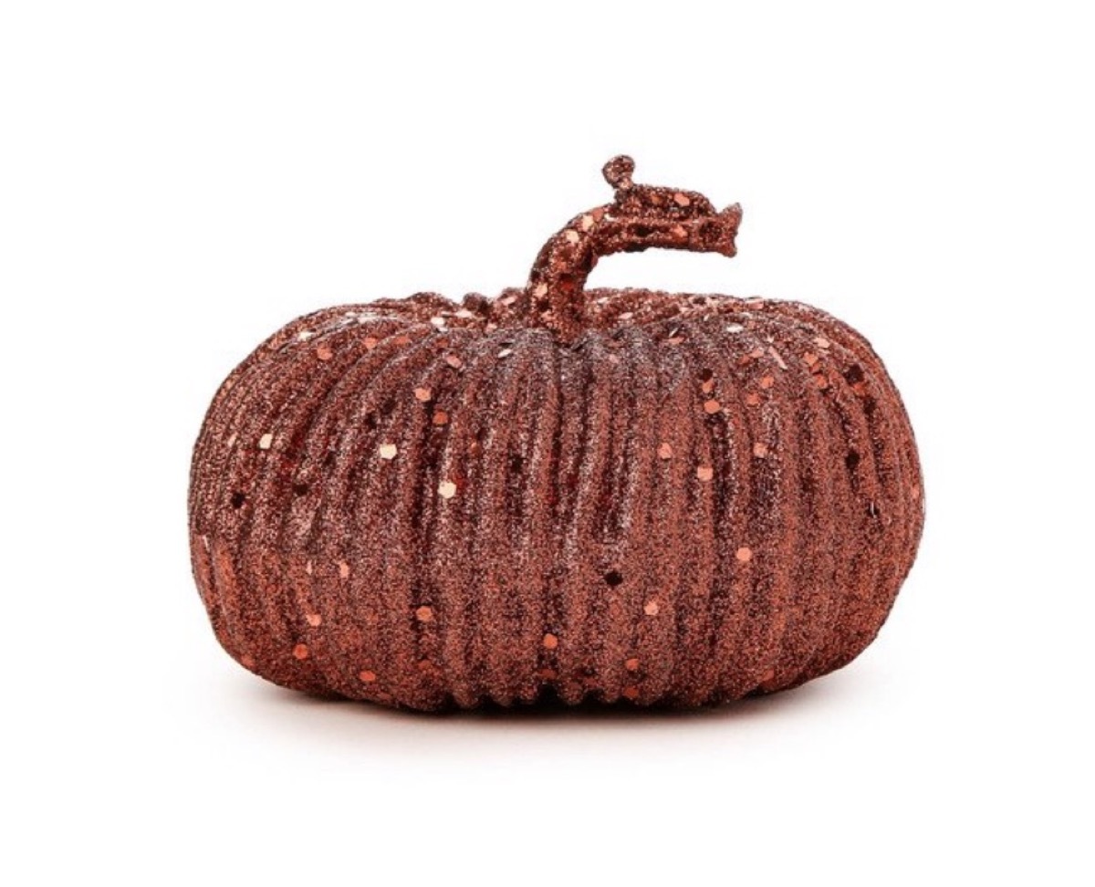 brown glitter pumpkin, dollar store home decor