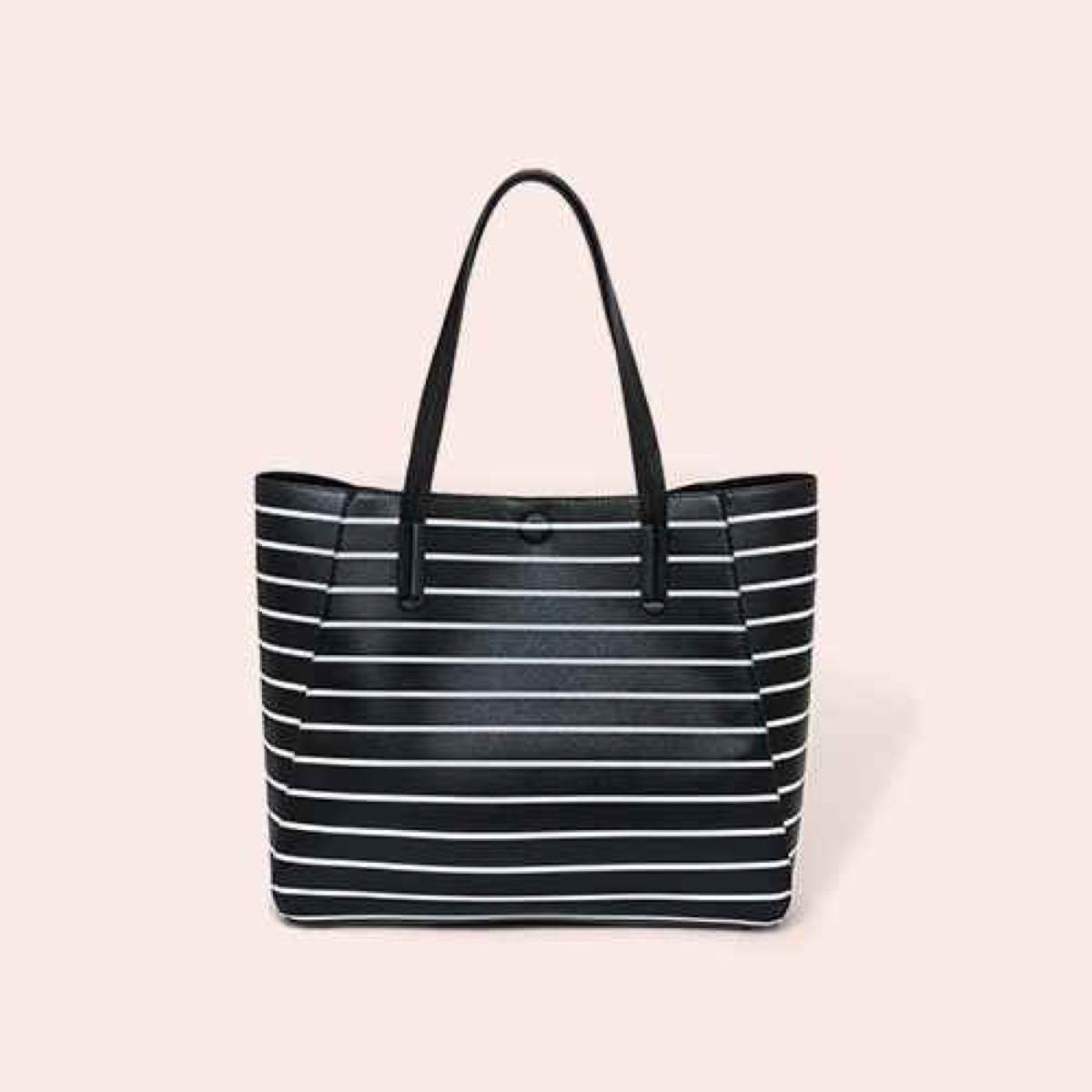 black and white striped women's tote