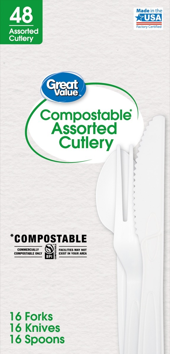 Walmart compostable assorted cutlery offering