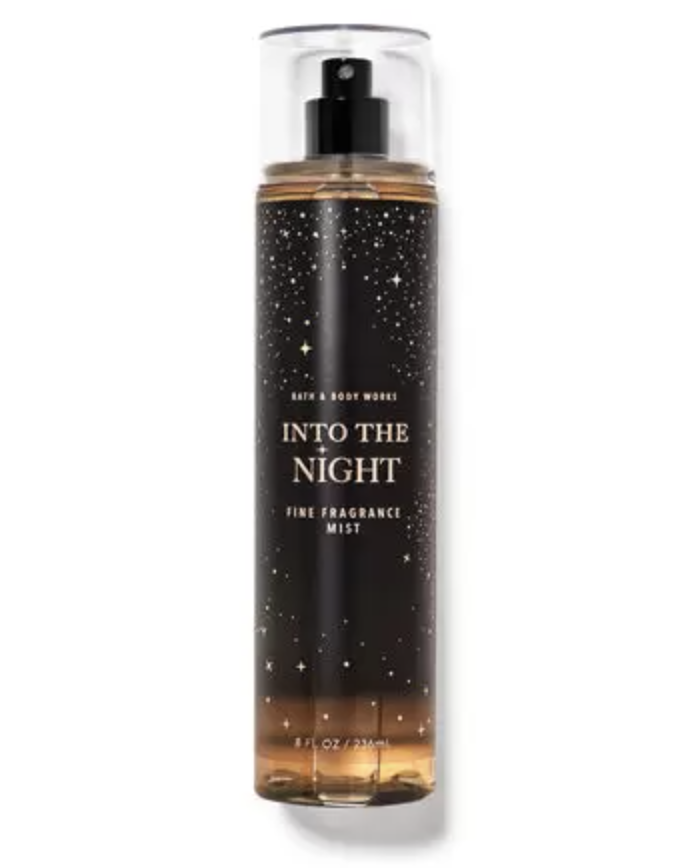 A bottle of Into the Night body spray from Bath & Body Works