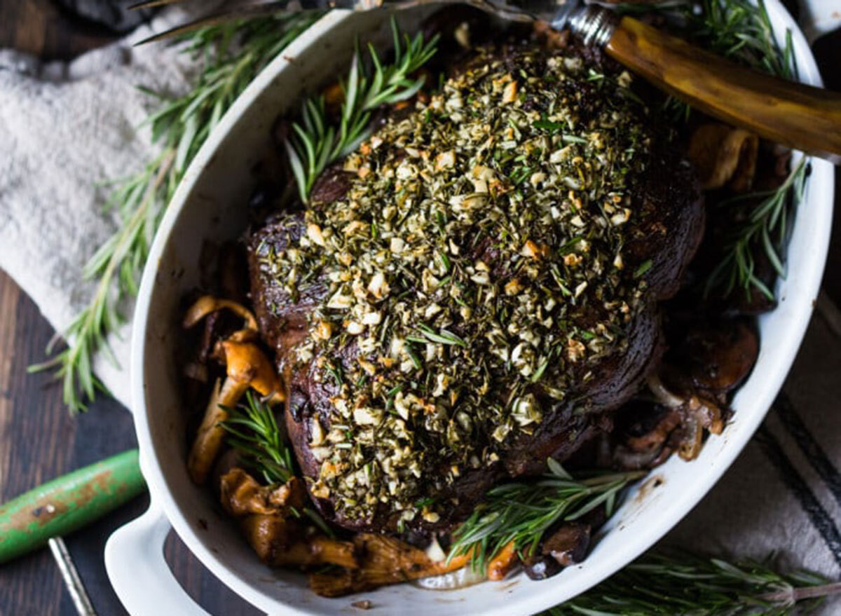 rosemary garlic beef roast with wild mushrooms