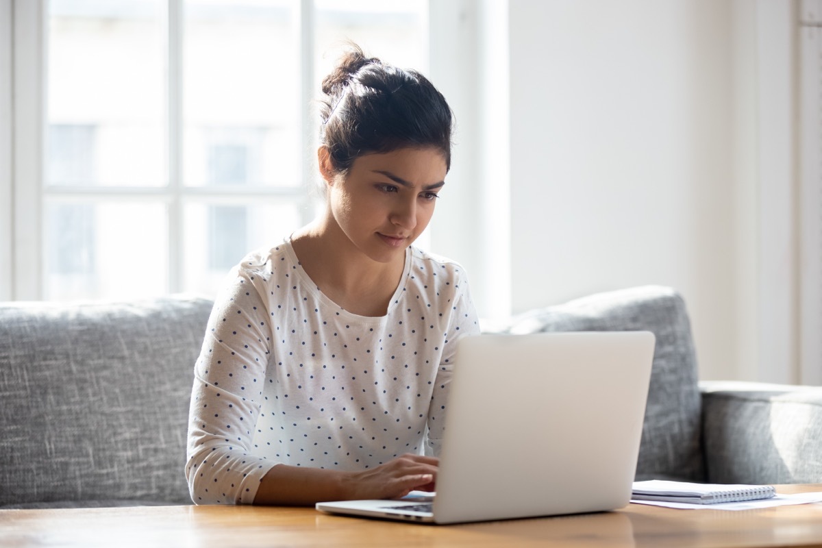 Woman making an online donation