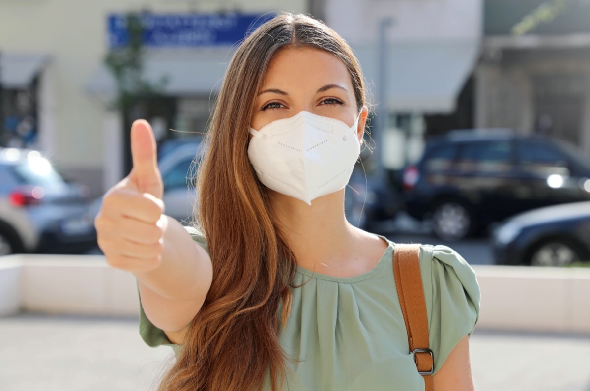 woman wearing protective mask