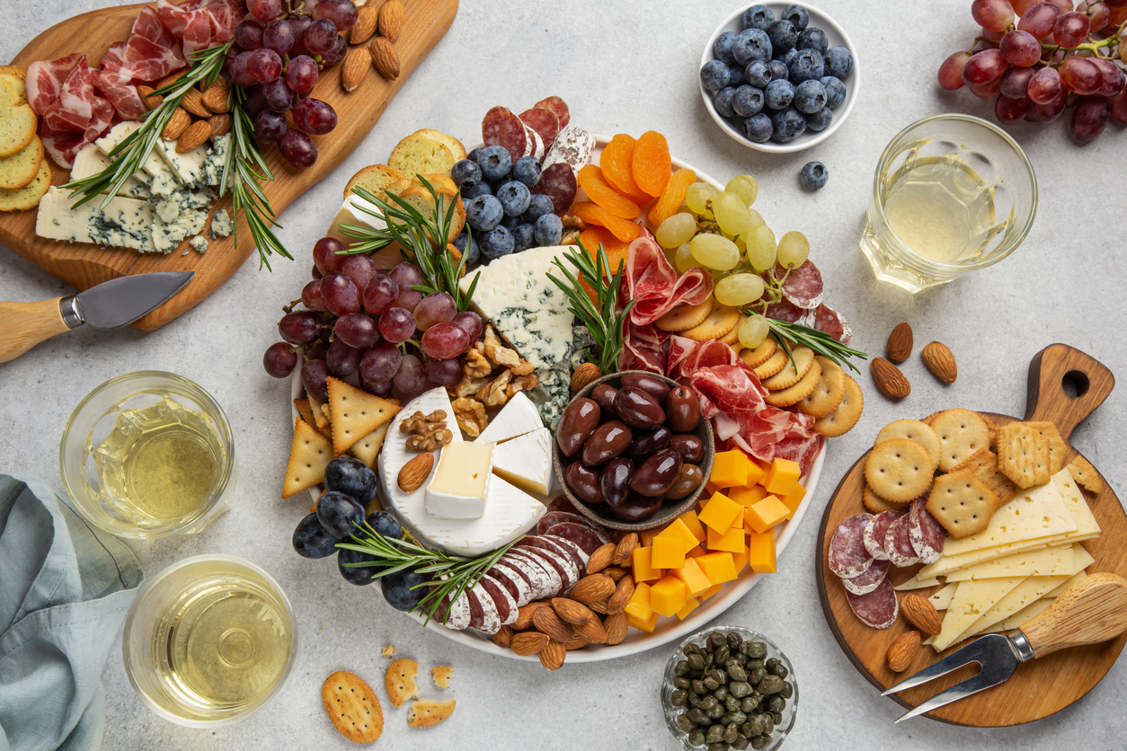 Charcuterie and cheese board. 